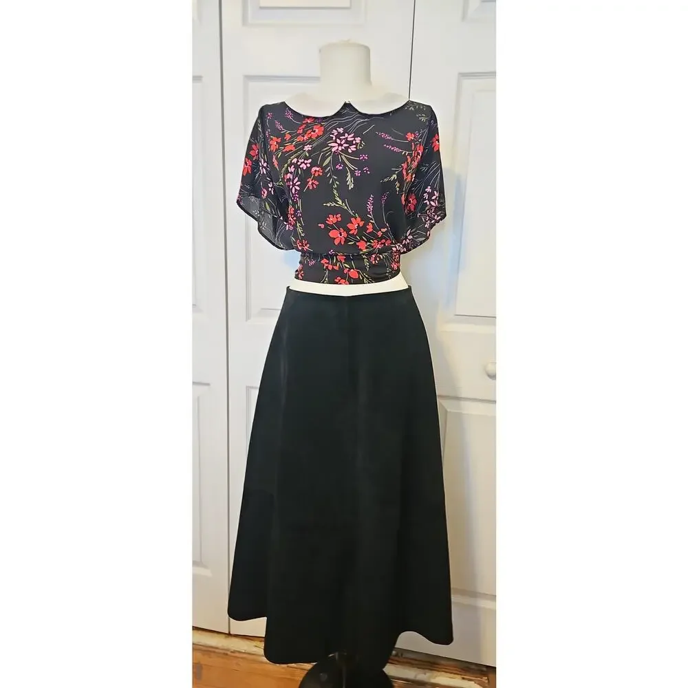 Overland Suede Leather A-Line Maxi Skirt Womens 10 Black - Picture 1 of 12